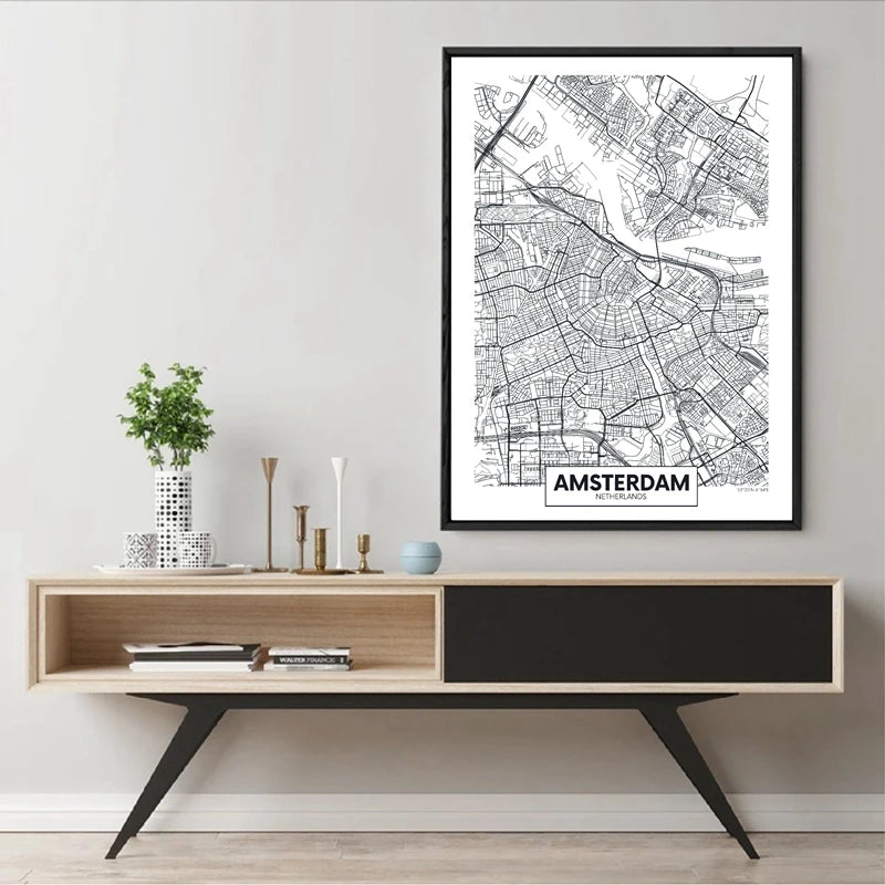 Carte Affiche Amsterdam-Posters-Affiches Ville