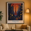 Affiche Tokyo Fond Noir Dessin