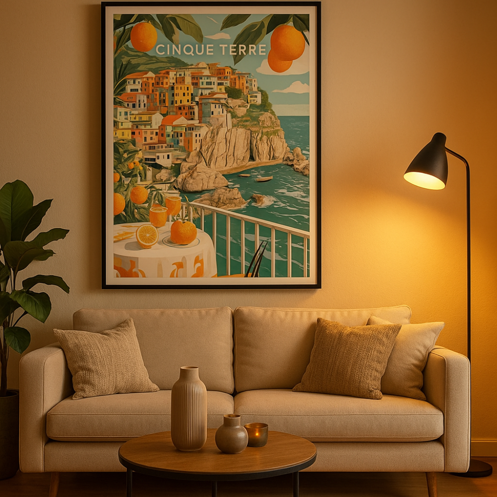 Cinque Terre-teckningsaffisch