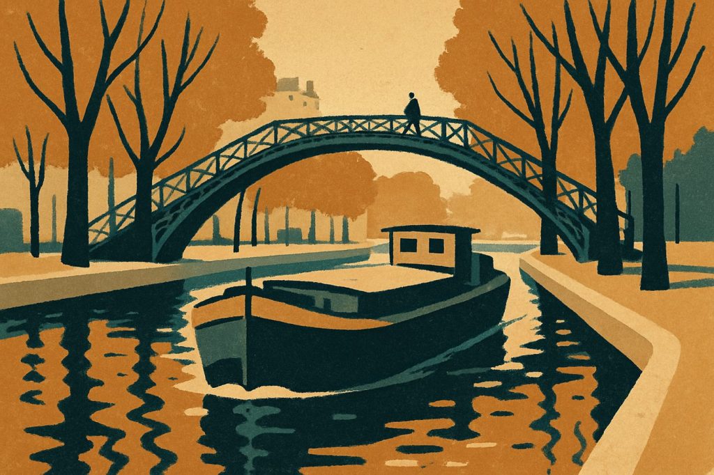 Affiche Canal Saint‑Martin — Passerelle et péniche