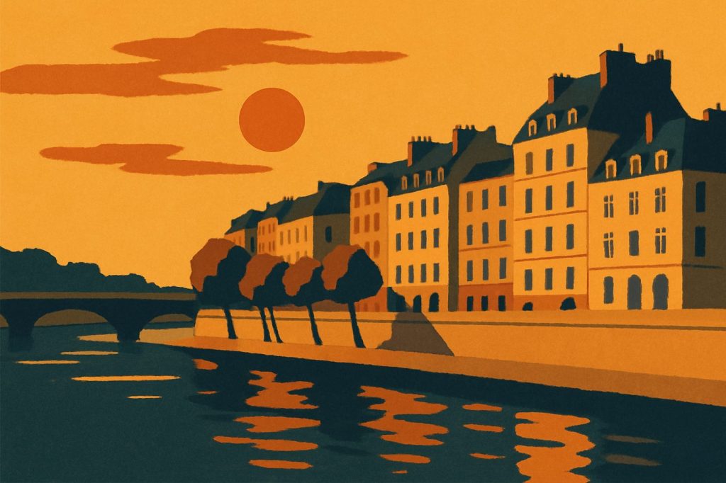 Affiche Île Saint-Louis – Quais au coucher du soleil