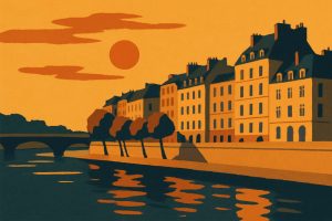 Affiche Île Saint-Louis – Quais au coucher du soleil