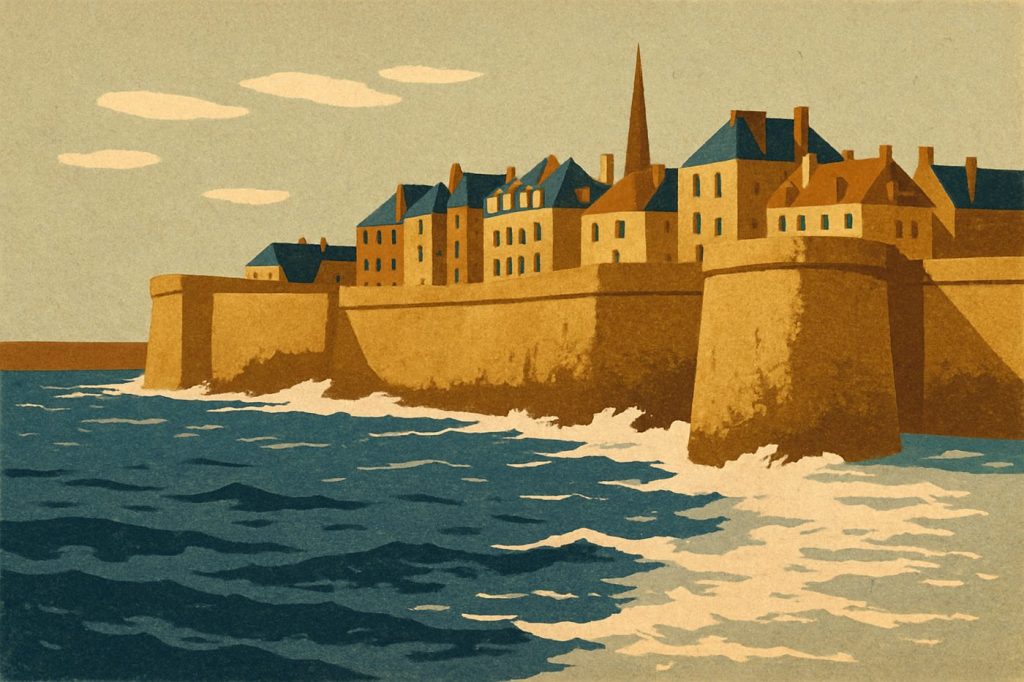 Affiche Saint-Malo — Remparts à marée haute