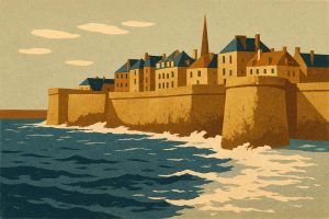 Affiche Saint-Malo — Remparts à marée haute